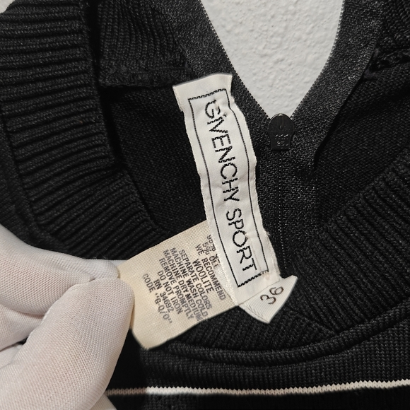 Givinchy Sport Top Women's Small 36 Old Money Stretchy Black White Stripes - Picture 3 of 6